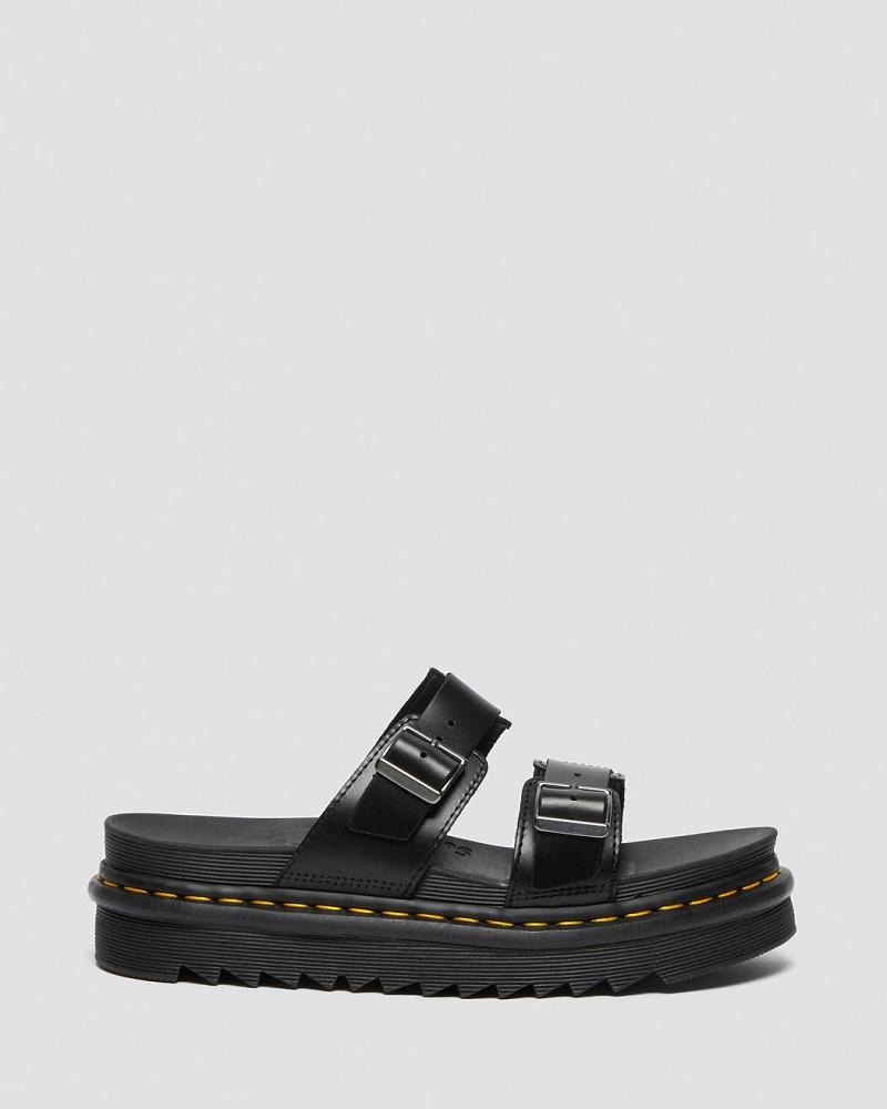 Dr Martens Myles Brando Leren Gesp Sandalen Heren Zwart | NL 173CTV